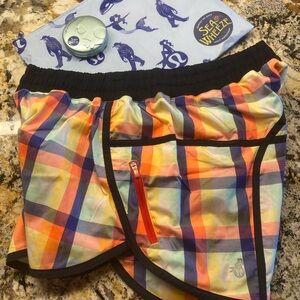 Lululemon Sea Wheeze 2013 Run Track Shorts: Size 12 With Zipper Bag